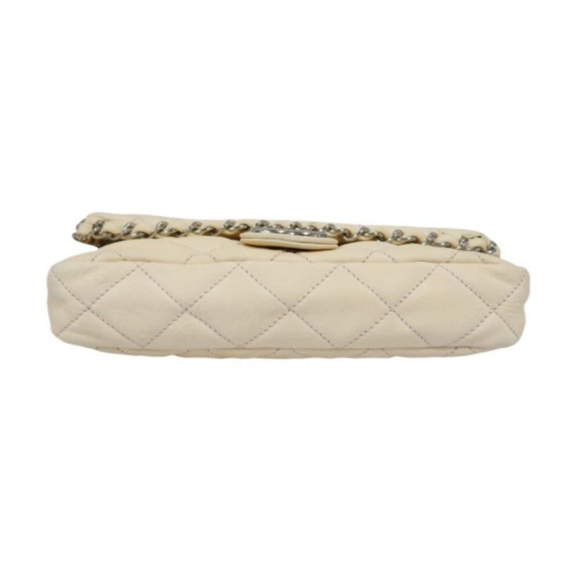 Chanel Pink Beige Lambskin Chain Shoulder Bag with Silver-Tone Hardware