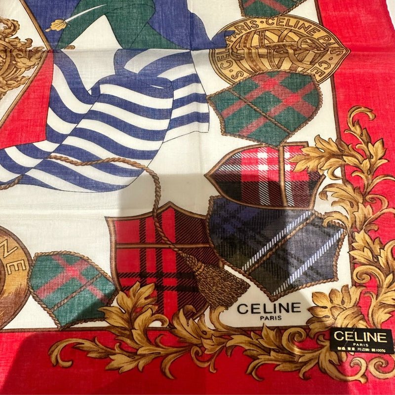 CELINE Scarf, Red, Square Shape
