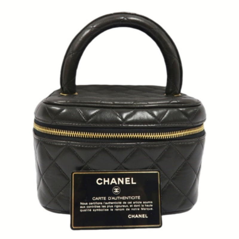 Chanel Black Lambskin Vanity Case Pouch, with Dust Bag & Guarantee Card