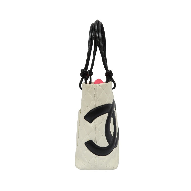 CHANEL Cambon Line Tote Bag (Shoulder Bag), Lambskin, White