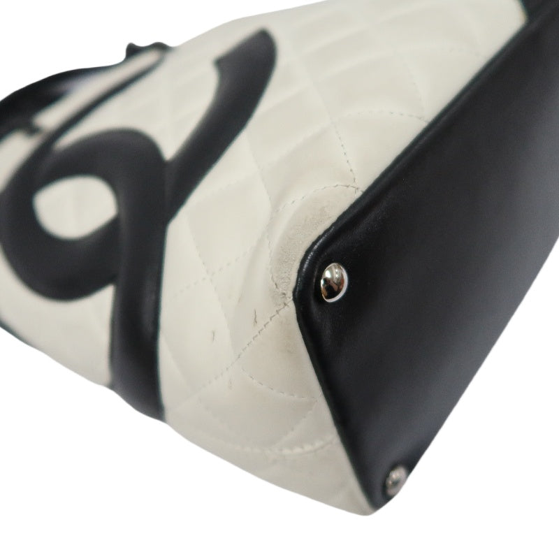 CHANEL Cambon Line Tote Bag (Shoulder Bag), Lambskin, White