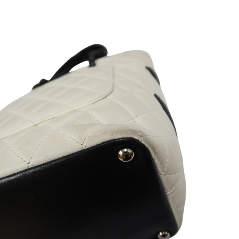 CHANEL Cambon Line Tote Bag (Shoulder Bag), Lambskin, White
