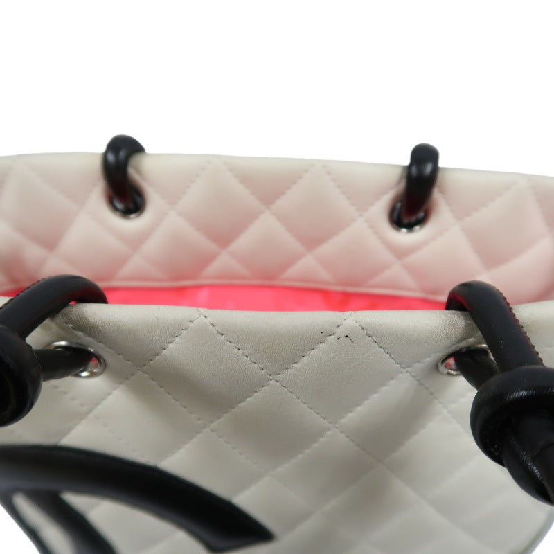 CHANEL Cambon Line Tote Bag (Shoulder Bag), Lambskin, White