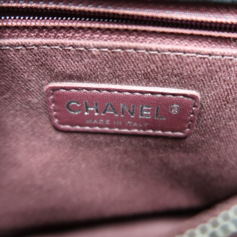 CHANEL Black Caviar Leather 2-Way Chain Top Handle Shoulder Handbag with Silver Hardware & Authenticity Card