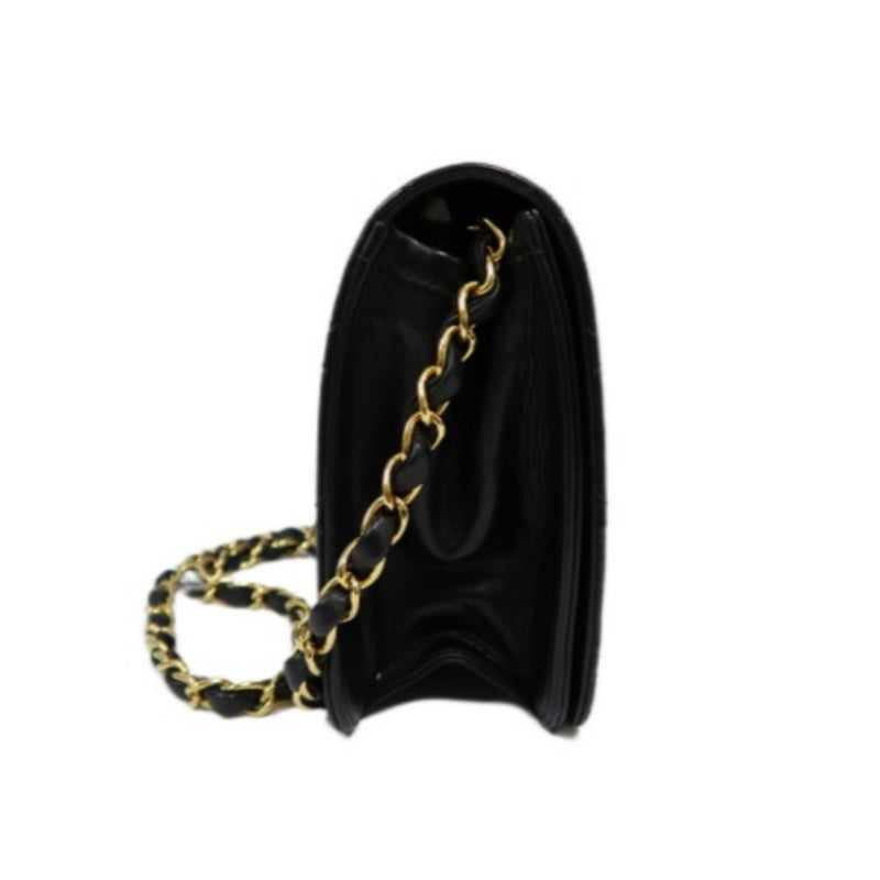 Chanel Black Lambskin Matelasse Single Chain Shoulder Bag CF with Gold Hardware, with Box and Dust Bag