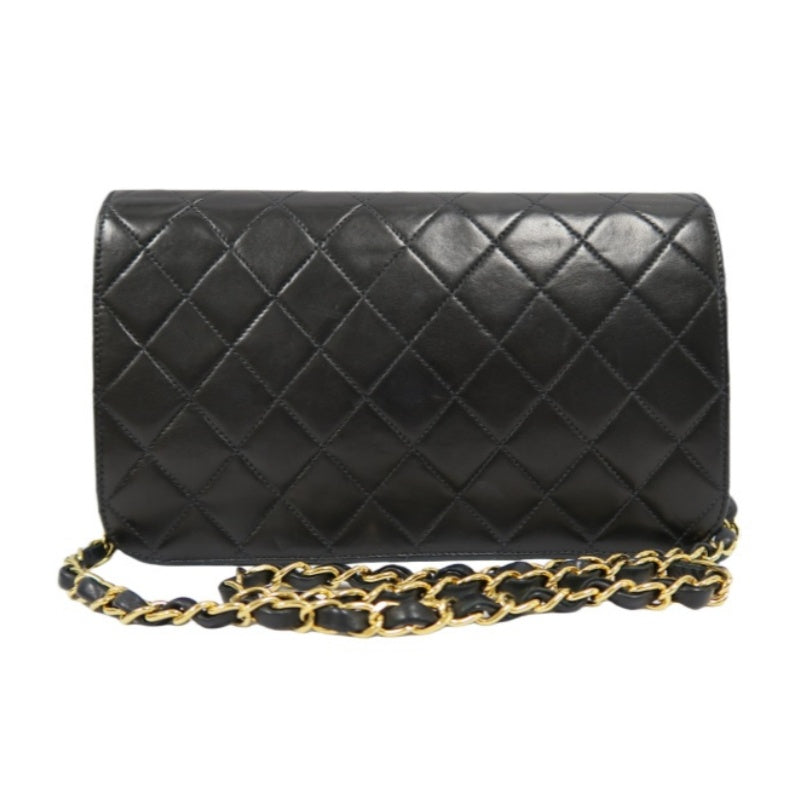 Chanel Black Lambskin Matelasse Single Chain Shoulder Bag CF with Gold Hardware, with Box and Dust Bag