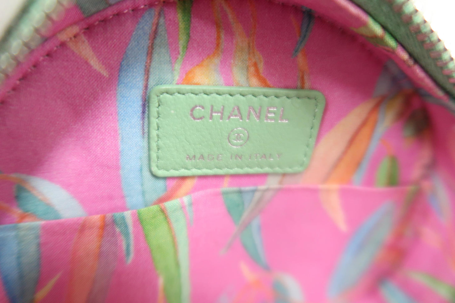 CHANEL Green Lambskin Quilted Chain Shoulder Crossbody Bag with Silver Hardware
