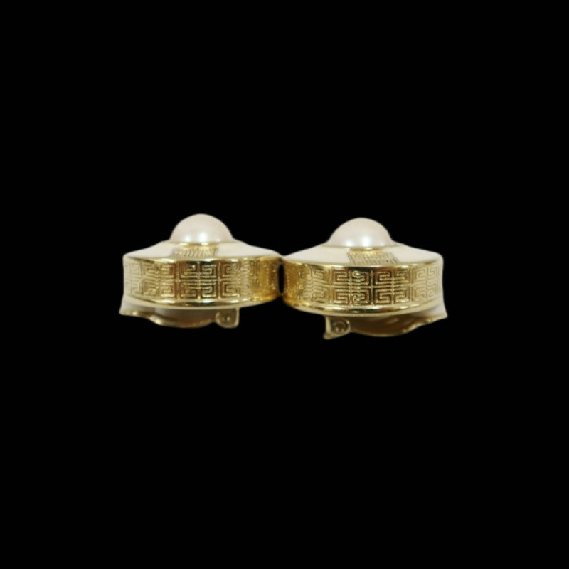GIVENCHY Faux Pearl Gold Tone Alloy Clip-On Earrings