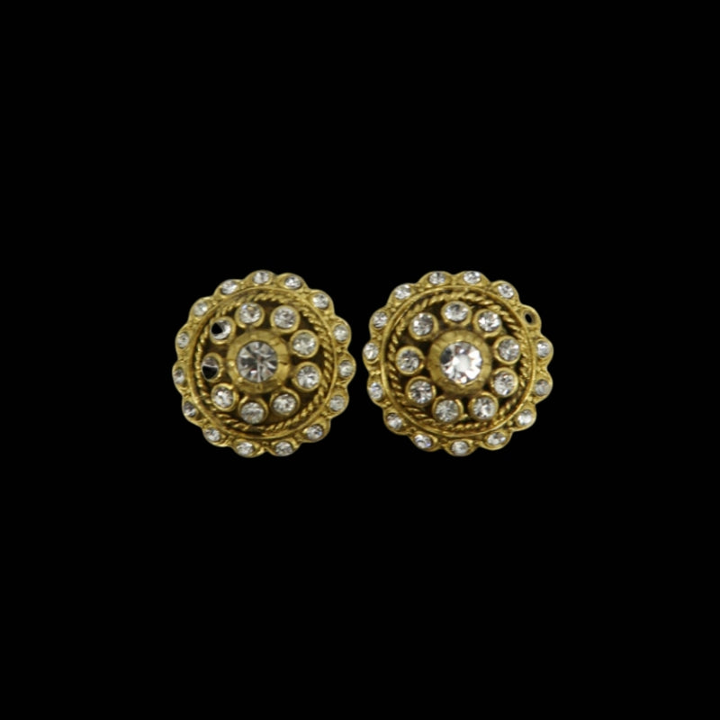 CHANEL Earrings, Rhinestones, Gold Plated, Alloy, Clip-On