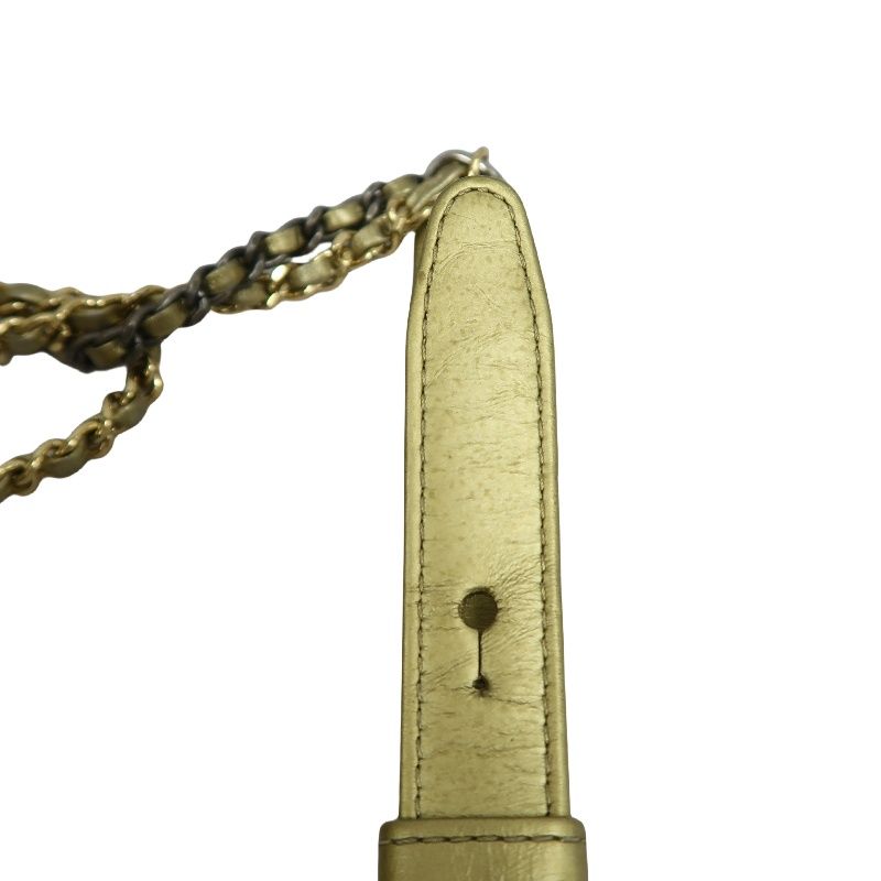 CHANEL Gold Waxed Calfskin Gabrielle Chain Shoulder Crossbody Bag