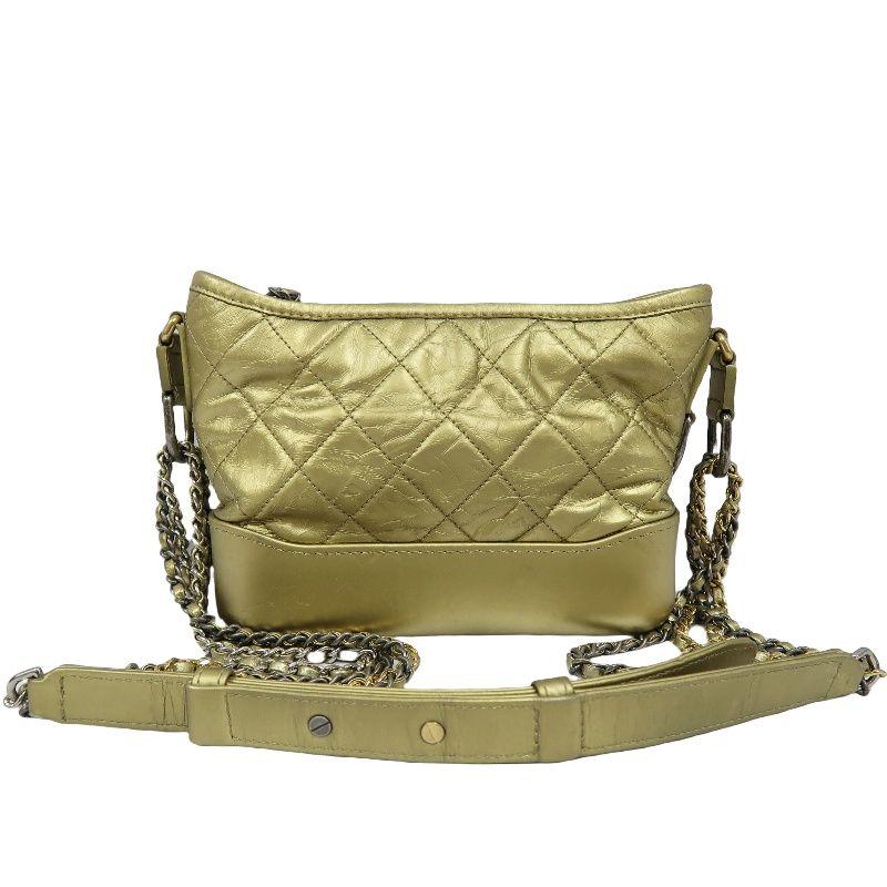 CHANEL Gold Waxed Calfskin Gabrielle Chain Shoulder Crossbody Bag