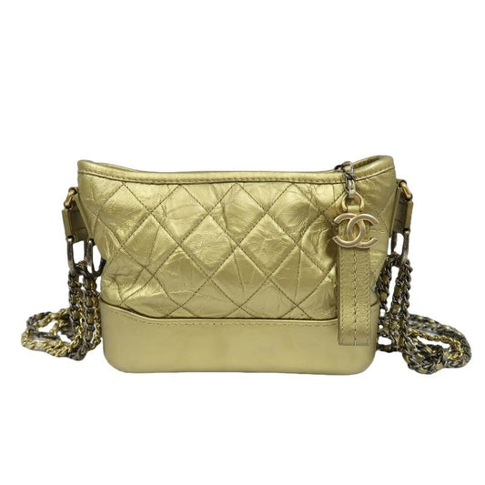 CHANEL Gold Waxed Calfskin Gabrielle Chain Shoulder Crossbody Bag