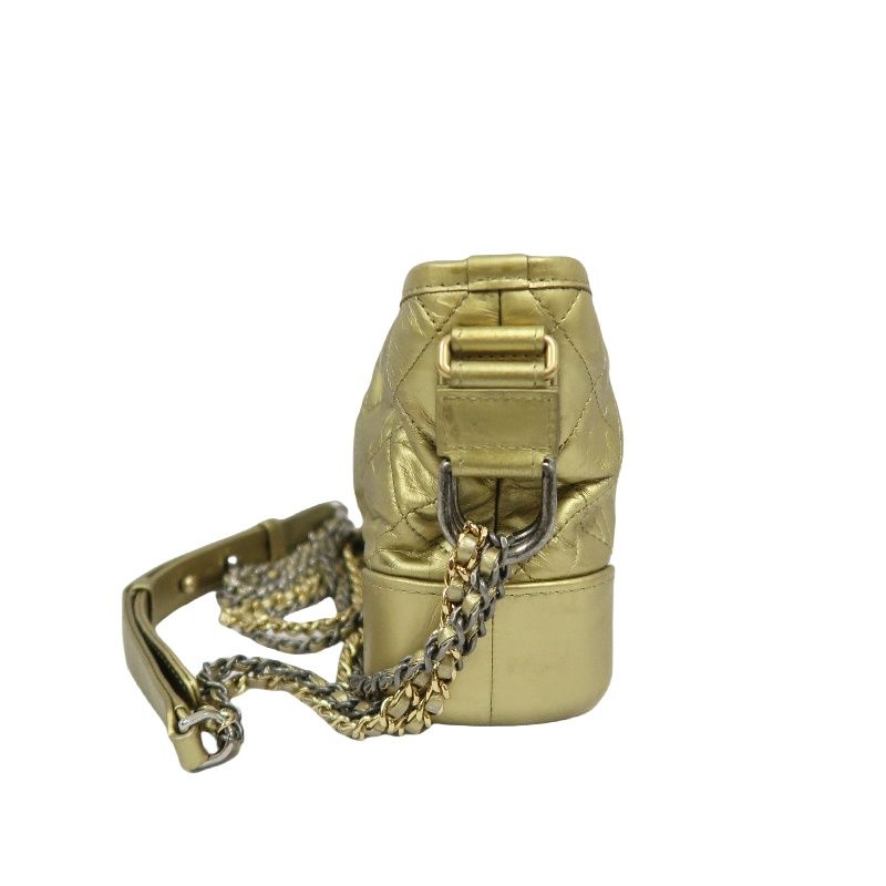 CHANEL Gold Waxed Calfskin Gabrielle Chain Shoulder Crossbody Bag