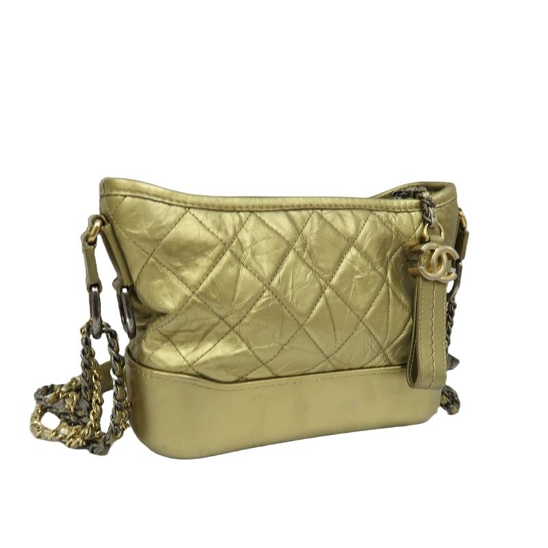 CHANEL Gold Waxed Calfskin Gabrielle Chain Shoulder Crossbody Bag