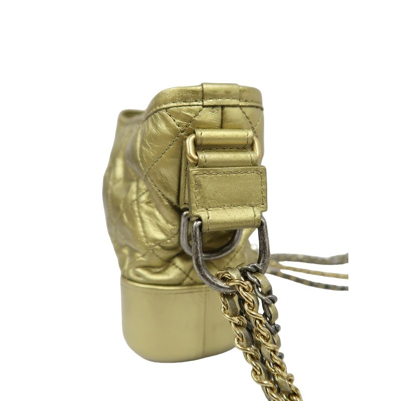 CHANEL Gold Waxed Calfskin Gabrielle Chain Shoulder Crossbody Bag