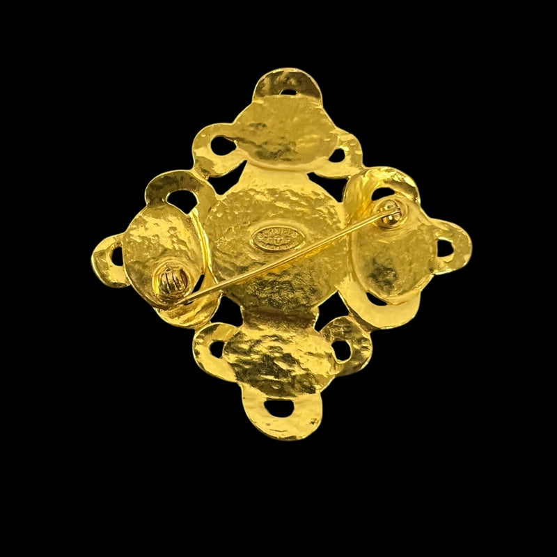 CHANEL blue stone brooch with box