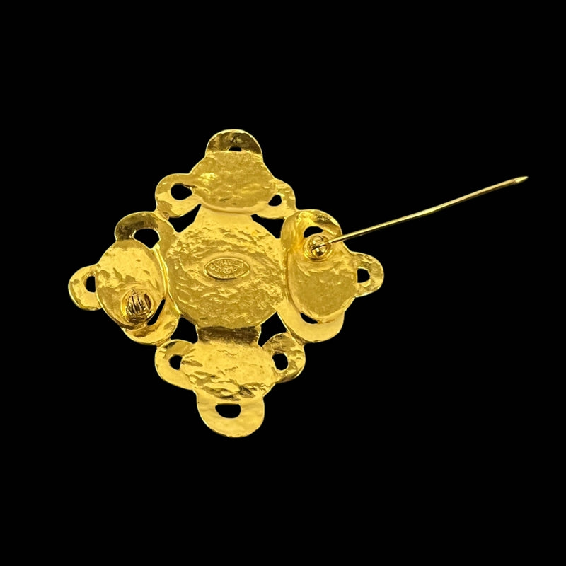 CHANEL blue stone brooch with box