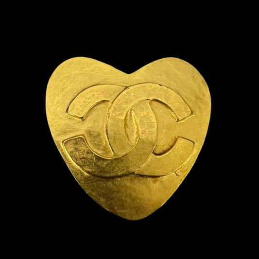 CHANEL Heart Brooch Gold Plated Gold Alloy