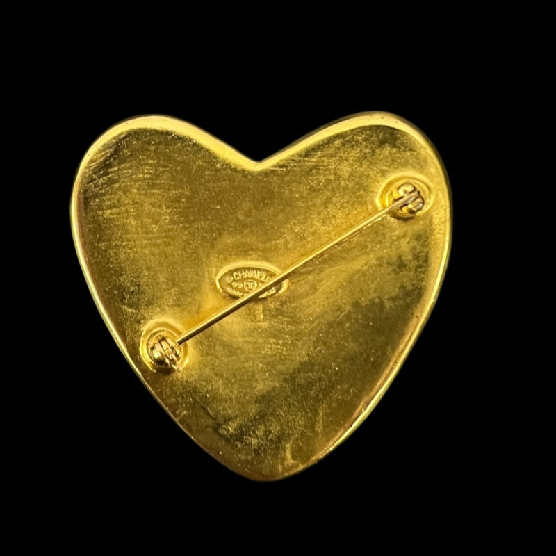 CHANEL Heart Brooch Gold Plated Gold Alloy