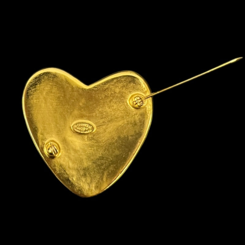 CHANEL Heart Brooch Gold Plated Gold Alloy