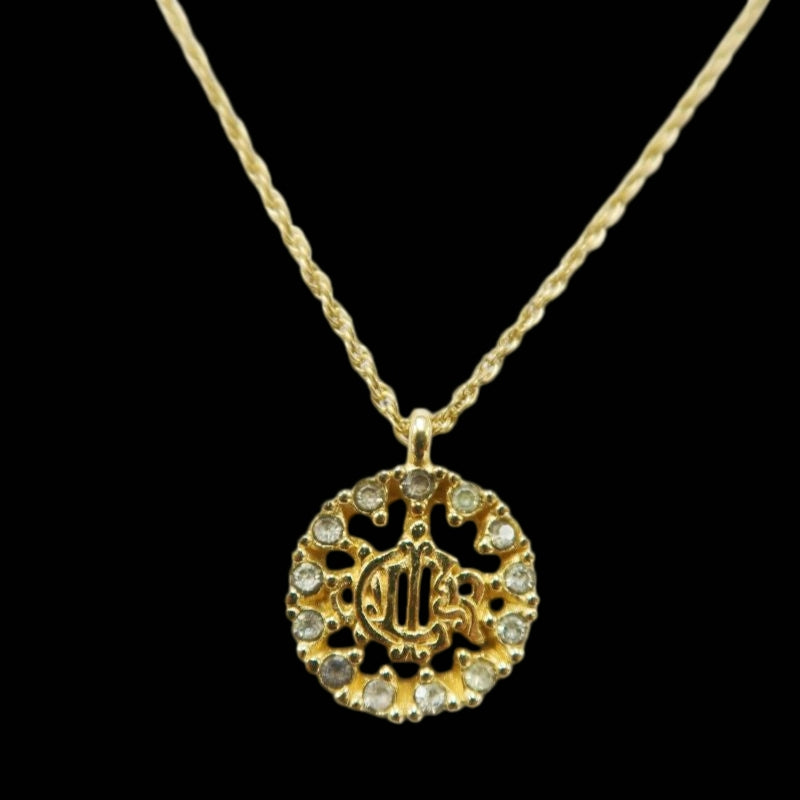 DIOR Gold Plated Rhinestone Necklace (Chain Clasp Defective)