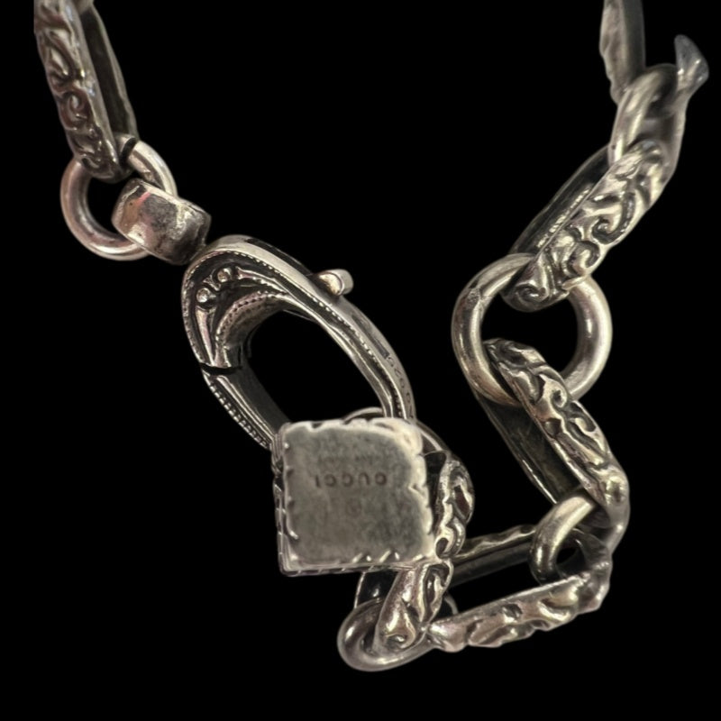 GUCCI Square G Cube Necklace 925 Silver with Box & Dust Bag