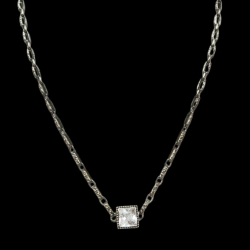 GUCCI Square G Cube Necklace 925 Silver with Box & Dust Bag