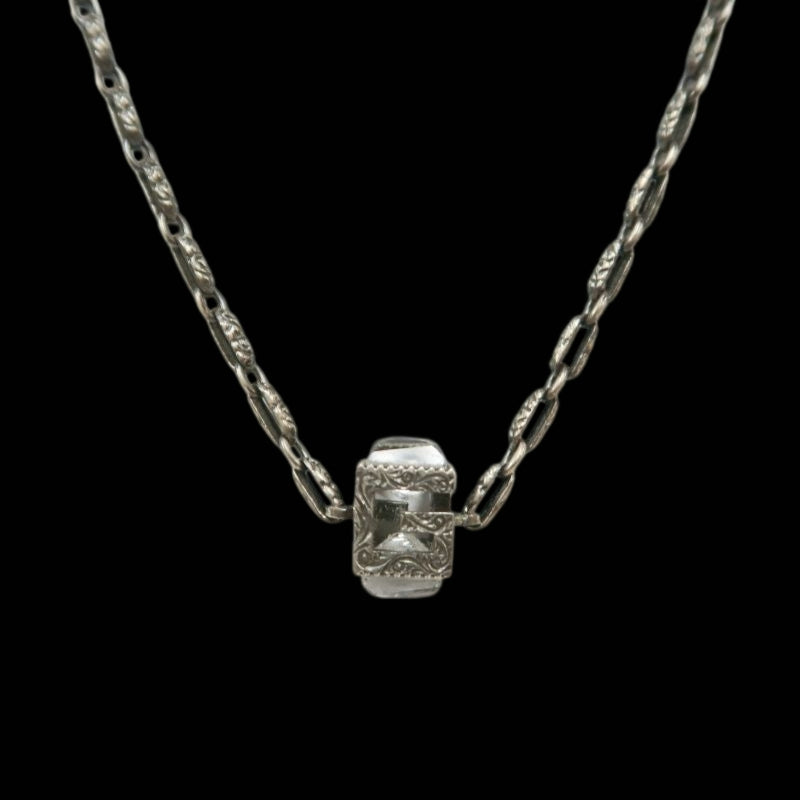 GUCCI Square G Cube Necklace 925 Silver with Box & Dust Bag