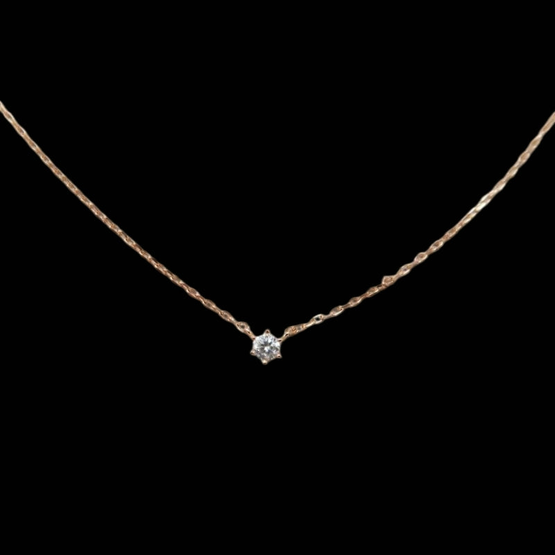 4°C Sterling Silver 925 Pink Gold Plated Necklace with Crystals