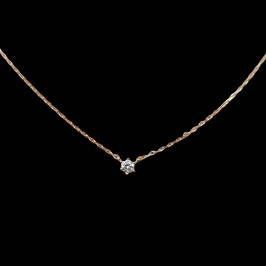 4°C Sterling Silver 925 Pink Gold Plated Necklace with Crystals