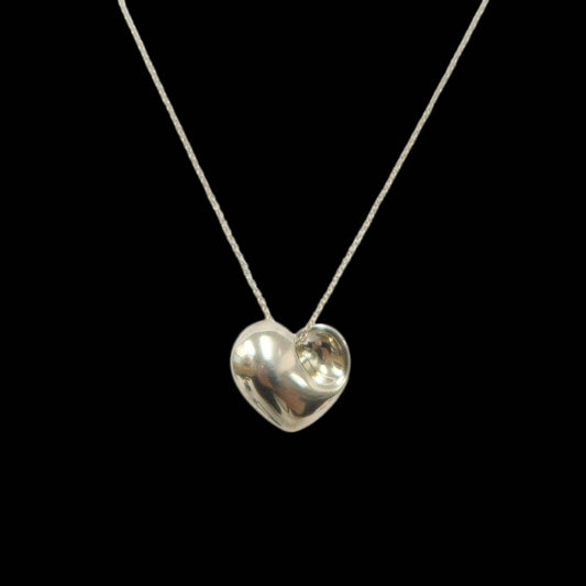TIFFANY 925 SILVER HEART NECKLACE, WITH BOX AND STORAGE BAG