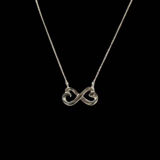 TIFFANY 925 SILVER DOUBLE HEART NECKLACE, WITH BOX AND STORAGE BAG