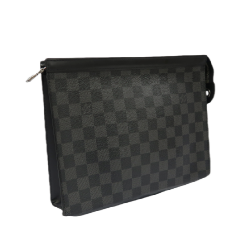 LOUIS VUITTON Damier Graphite Black PVC Clutch Bag