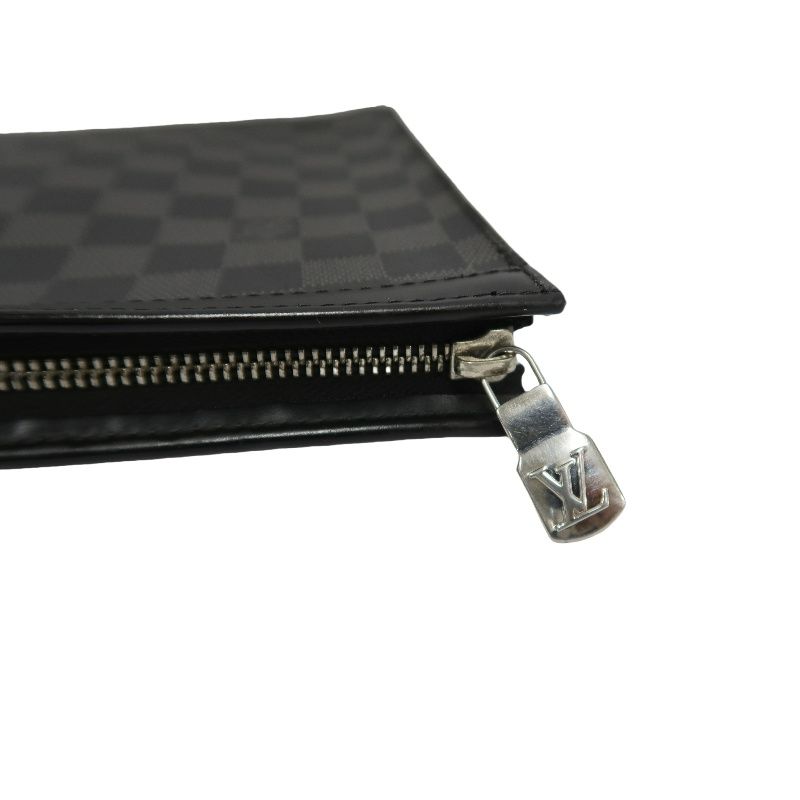 LOUIS VUITTON Damier Graphite Black PVC Clutch Bag