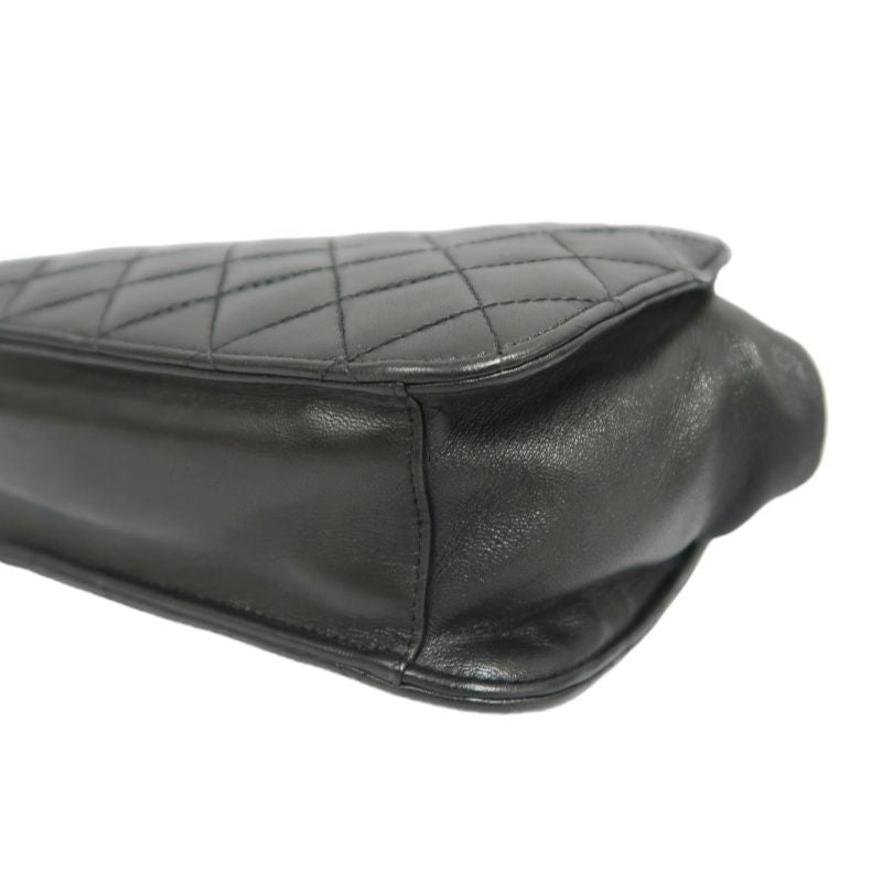 CHANEL Black Lambskin Quilted Chain Crossbody Bag with Silver Hardware