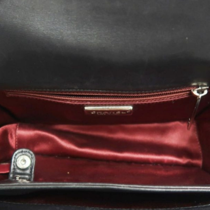 CHANEL Black Lambskin Quilted Chain Crossbody Bag with Silver Hardware