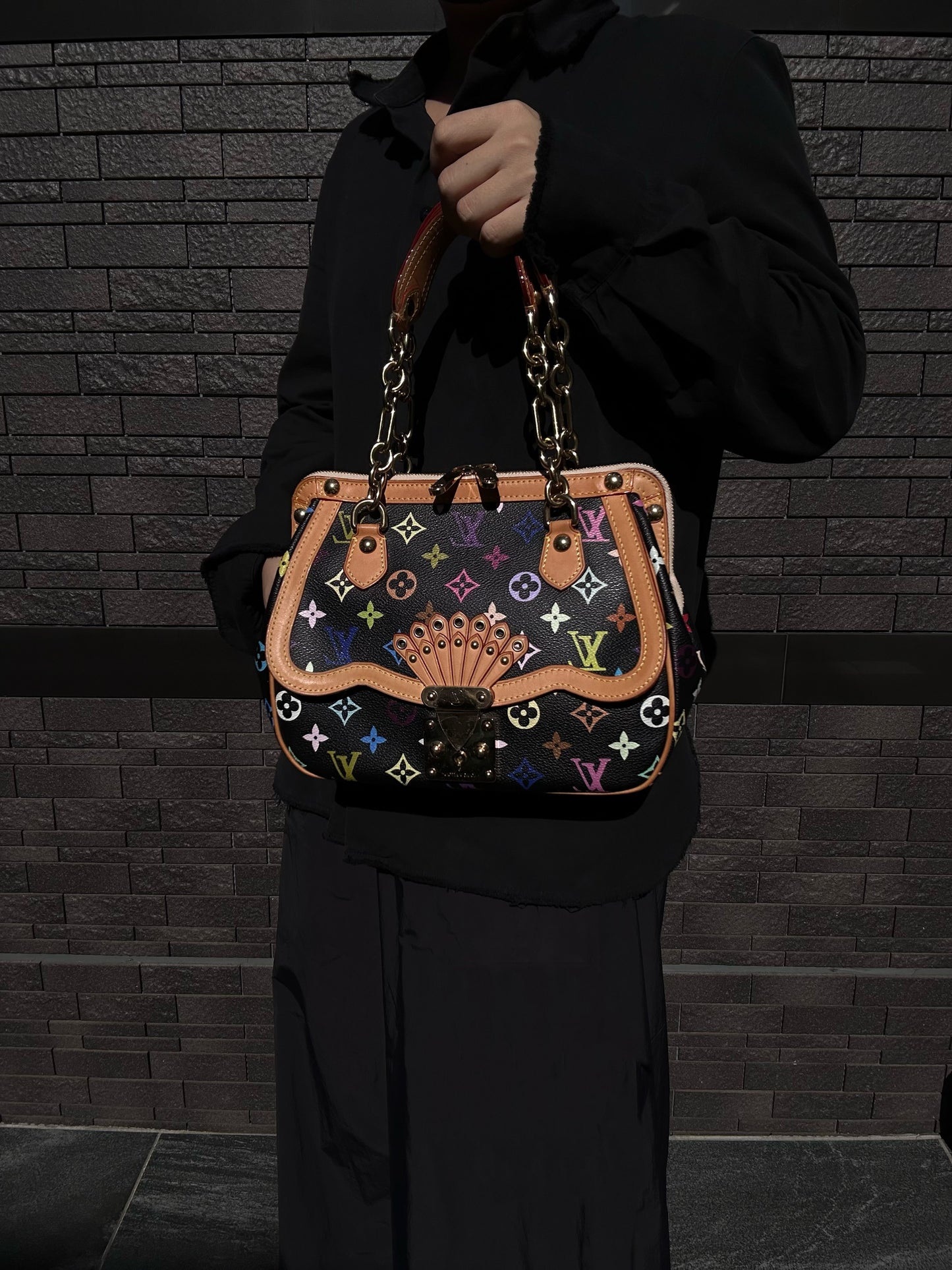 LOUIS VUITTON (LV) Multicolor Graceful Handbag, Black Tri-Color PVC, Peacock Limited Edition