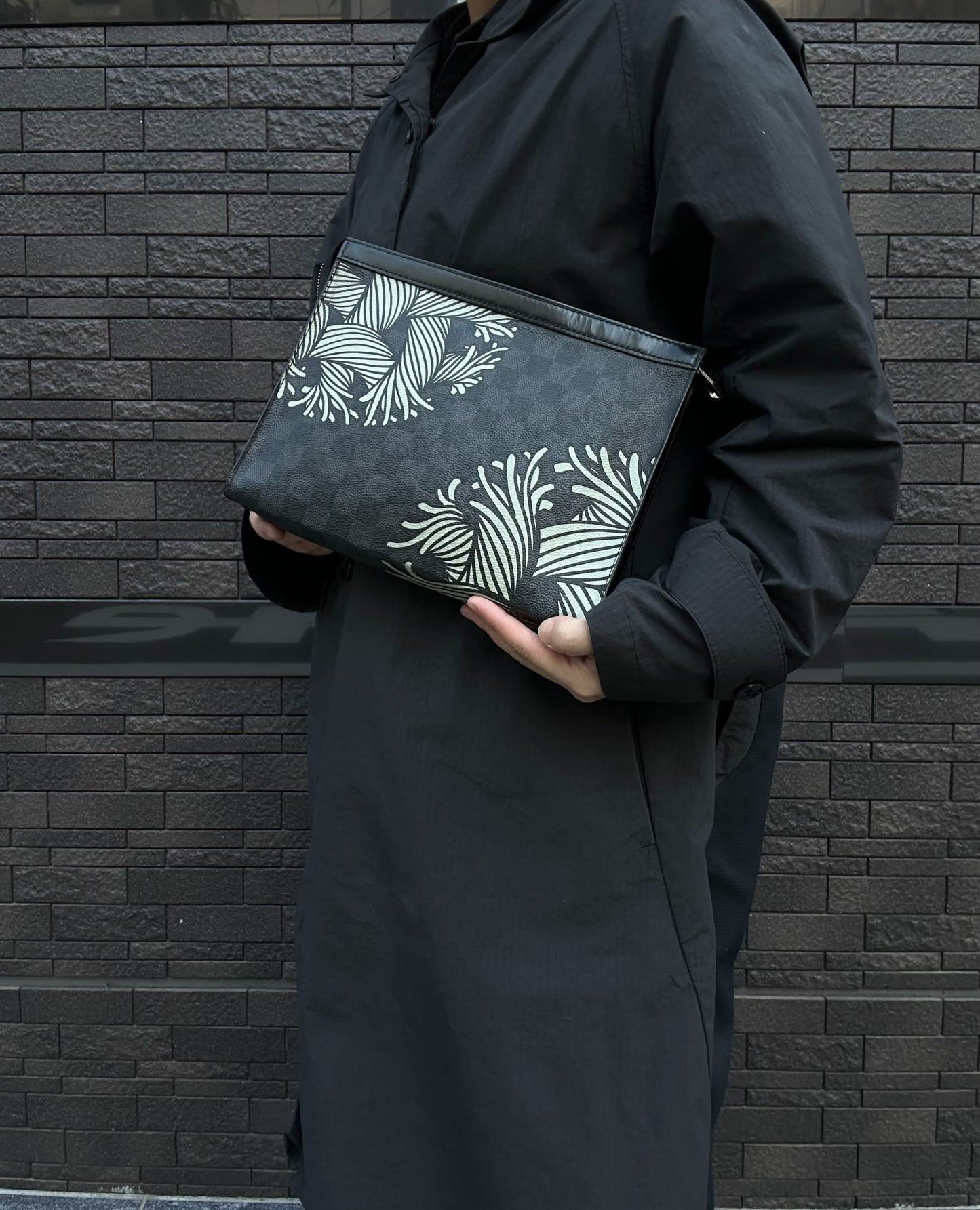 LOUIS VUITTON Pochette Jules Clutch Bag, Damier Graphite, PVC-Coated Canvas