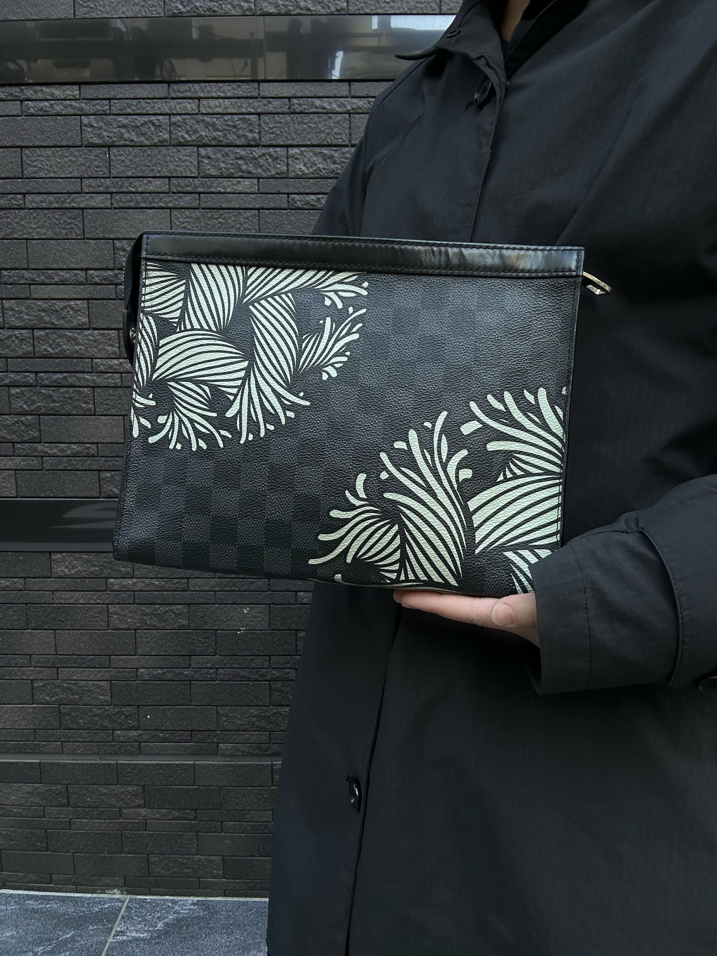 LOUIS VUITTON Pochette Jules Clutch Bag, Damier Graphite, PVC-Coated Canvas