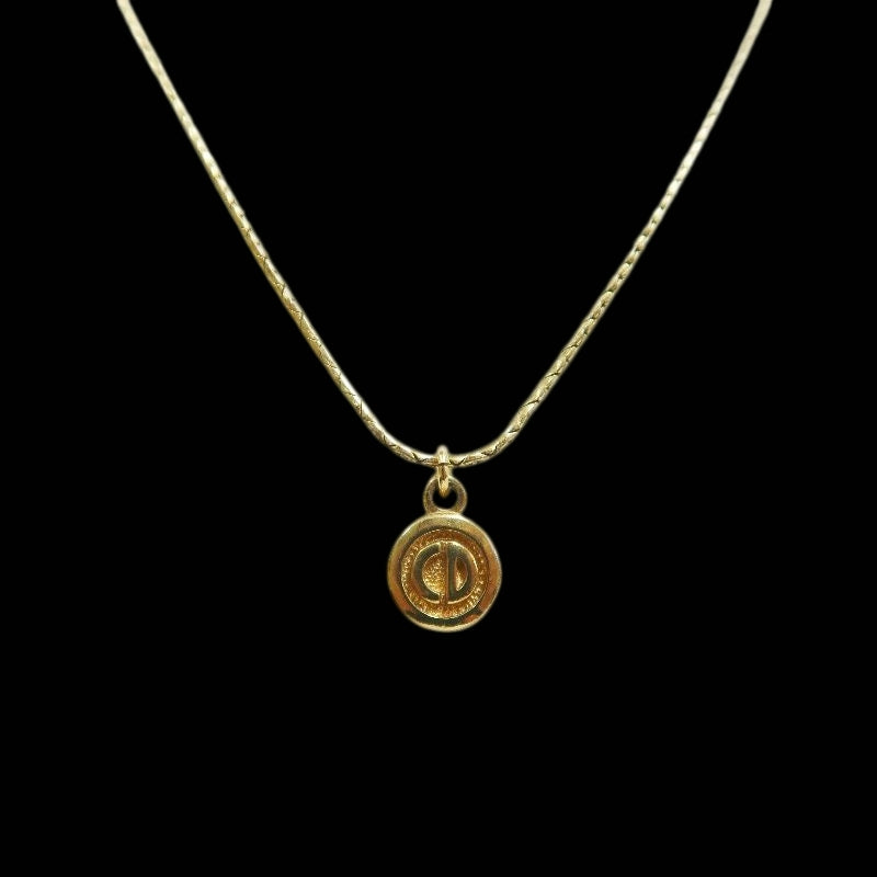 DIOR Gold Plated Round Pendant Necklace
