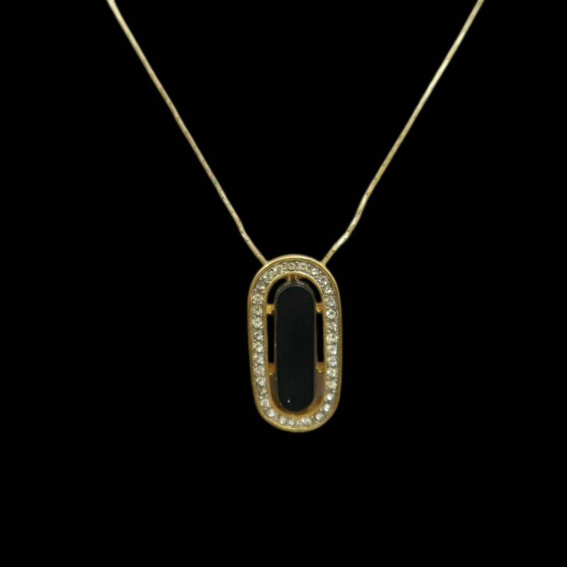 GIVENCHY Gold Hardware Black Stone Necklace
