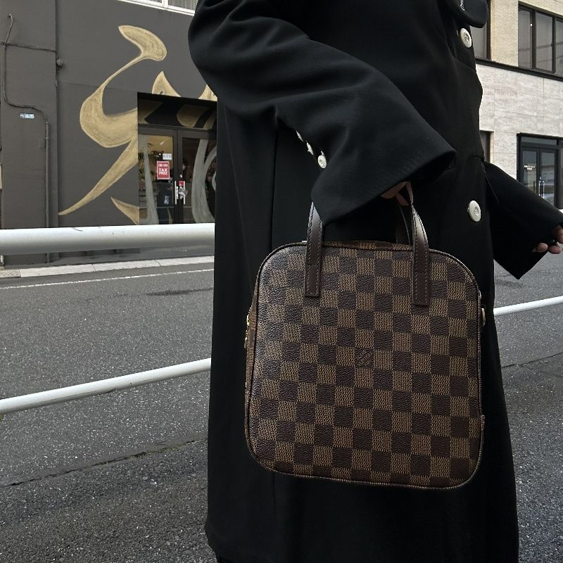 LOUIS VUITTON N48021 Damier Ebene Brown Spontini Handbag with Shoulder Strap