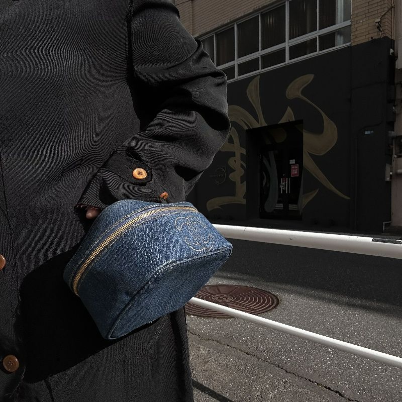 Chanel Vanity Bag 4-Series Denim Blue Gold Hardware  Makeup Bag