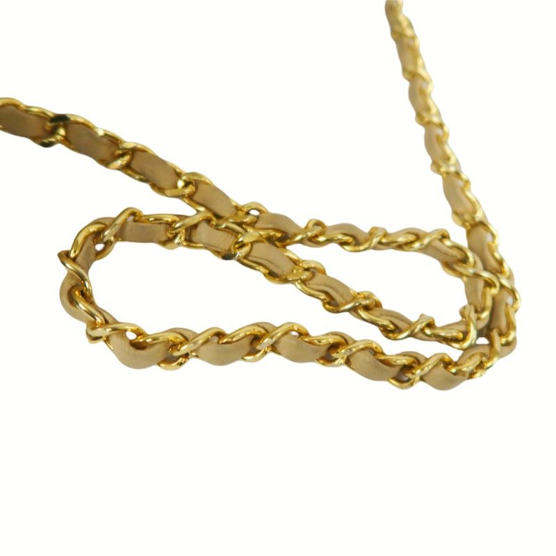 CHANEL Beige Lambskin Striped Flap Chain Crossbody Bag with Gold Hardware