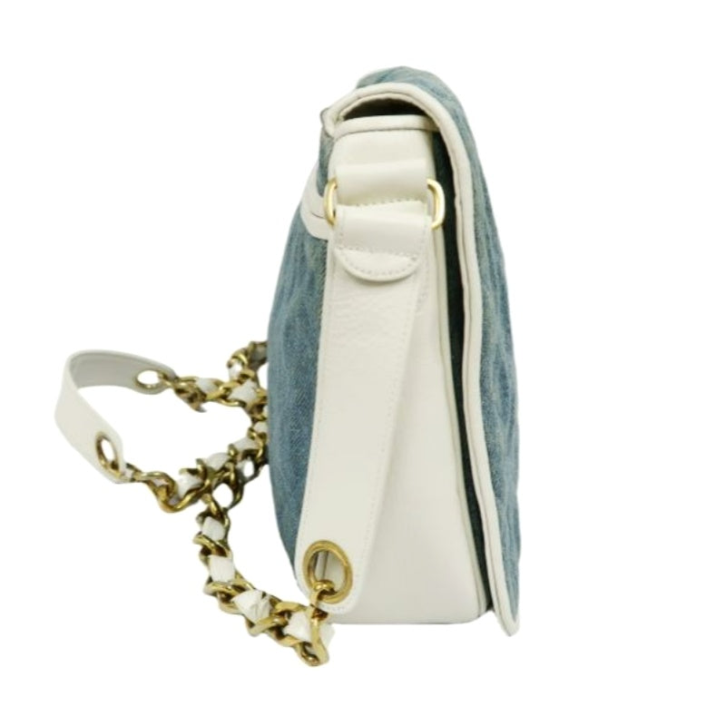 Chanel Blue Denim Canvas Chain Shoulder Bag