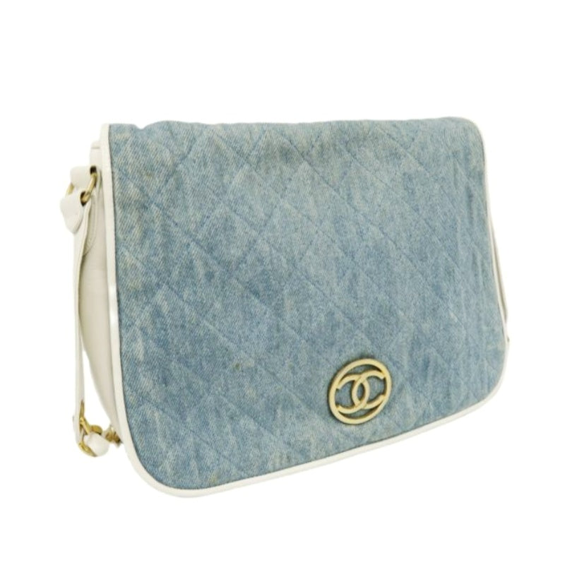 Chanel Blue Denim Canvas Chain Shoulder Bag
