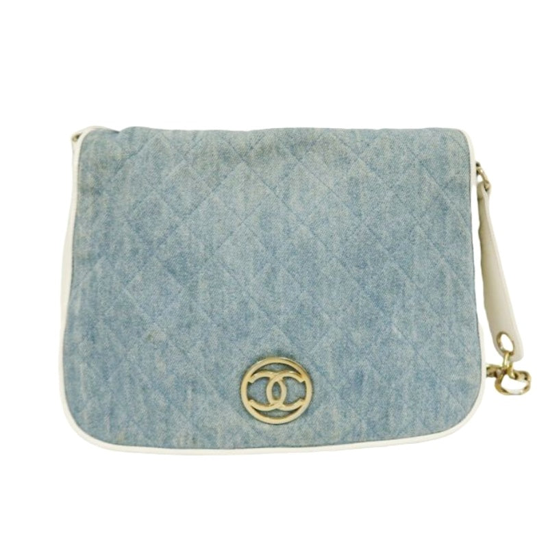 Chanel Blue Denim Canvas Chain Shoulder Bag