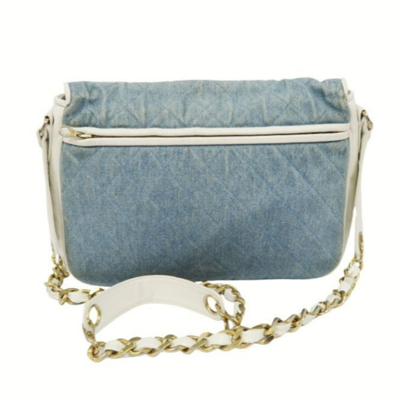 Chanel Blue Denim Canvas Chain Shoulder Bag
