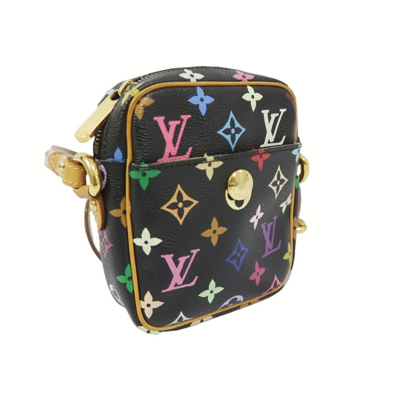 LOUIS VUITTON Multicolor Black PVC Shoulder Crossbody Bag with Gold Hardware