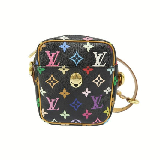 LOUIS VUITTON Multicolor Black PVC Shoulder Crossbody Bag with Gold Hardware